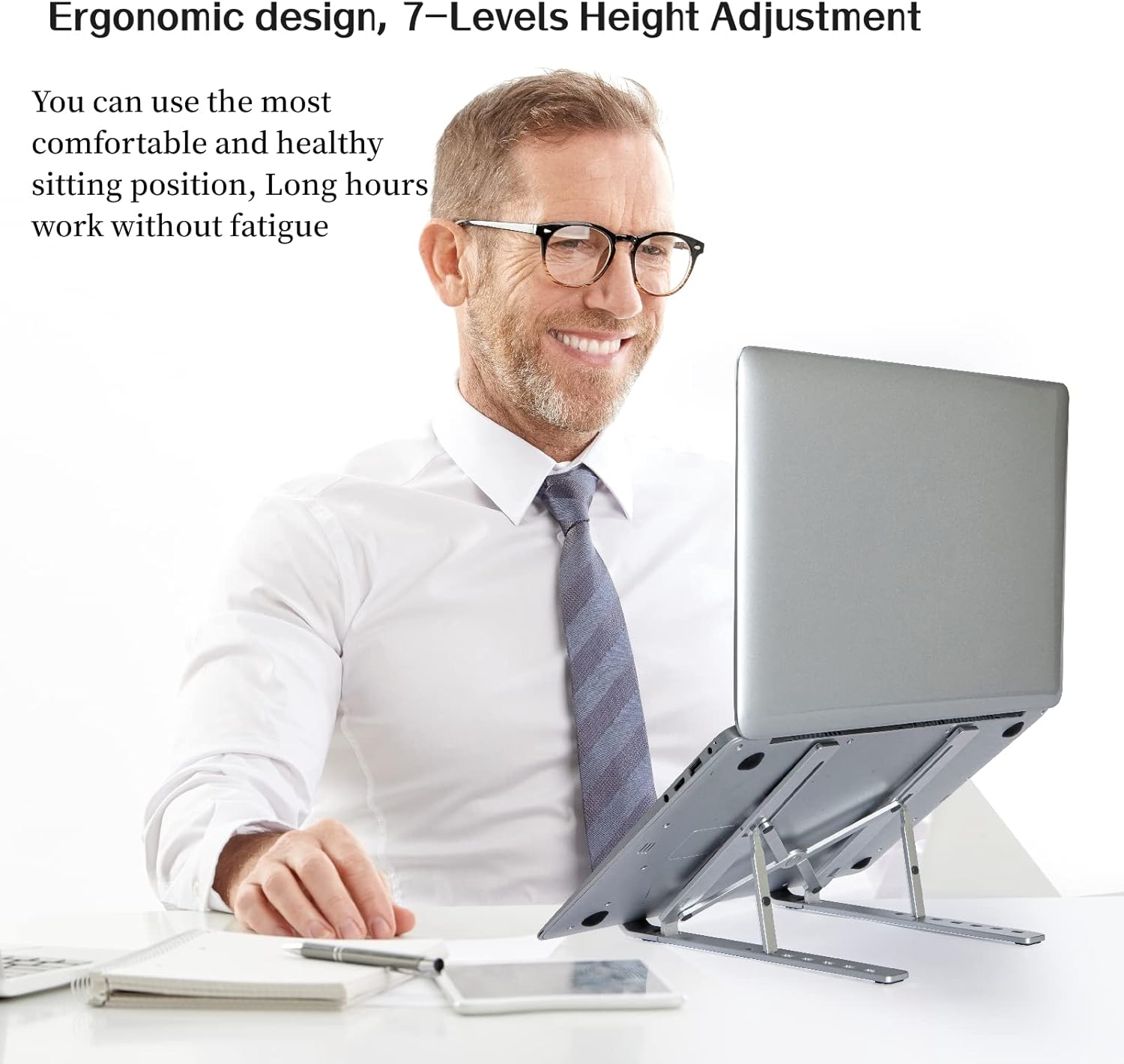Laptop Stand for Desk,Adjustable Height Foldable Portable Dj Laptop Stand,Computer Stand,Ergonomic Aluminum Laptop Stands,Compatible 10-15″ MacBook