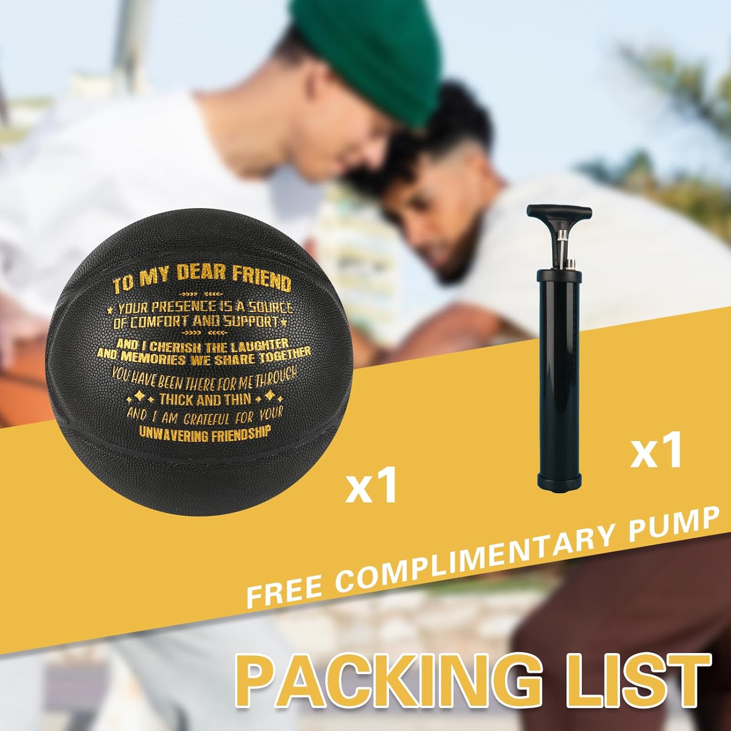 Baloncesto negro grabado de 29.5 pulgadas, regalo ideal personalizado para sorprender a tu amigo en cumpleaños o Navidad