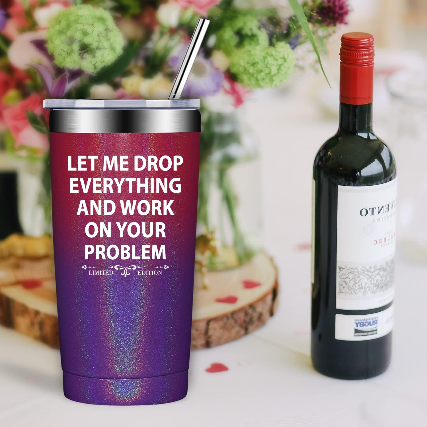 Fufandi Vaso con texto en inglés Let Me Drop Everything para mujer, regalos divertidos de cumpleaños para mujeres, regalos de Navidad para hermana,