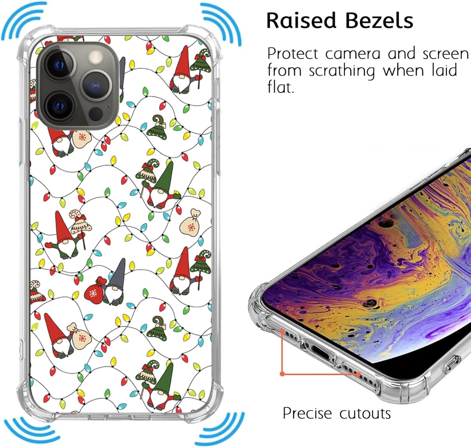 Funda de Navidad para iPhone 13 Pro Max, divertidos gnomos de Navidad, árboles de Navidad, regalos de calcetín de Navidad para niñas, mujeres y
