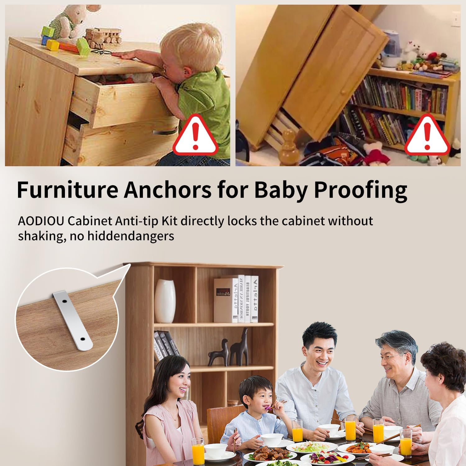 anclajes de muebles de seguridad Correas de pared Gabinete anti punta a prueba de bebés, anclajes de muebles para aparador seguro niños kits de