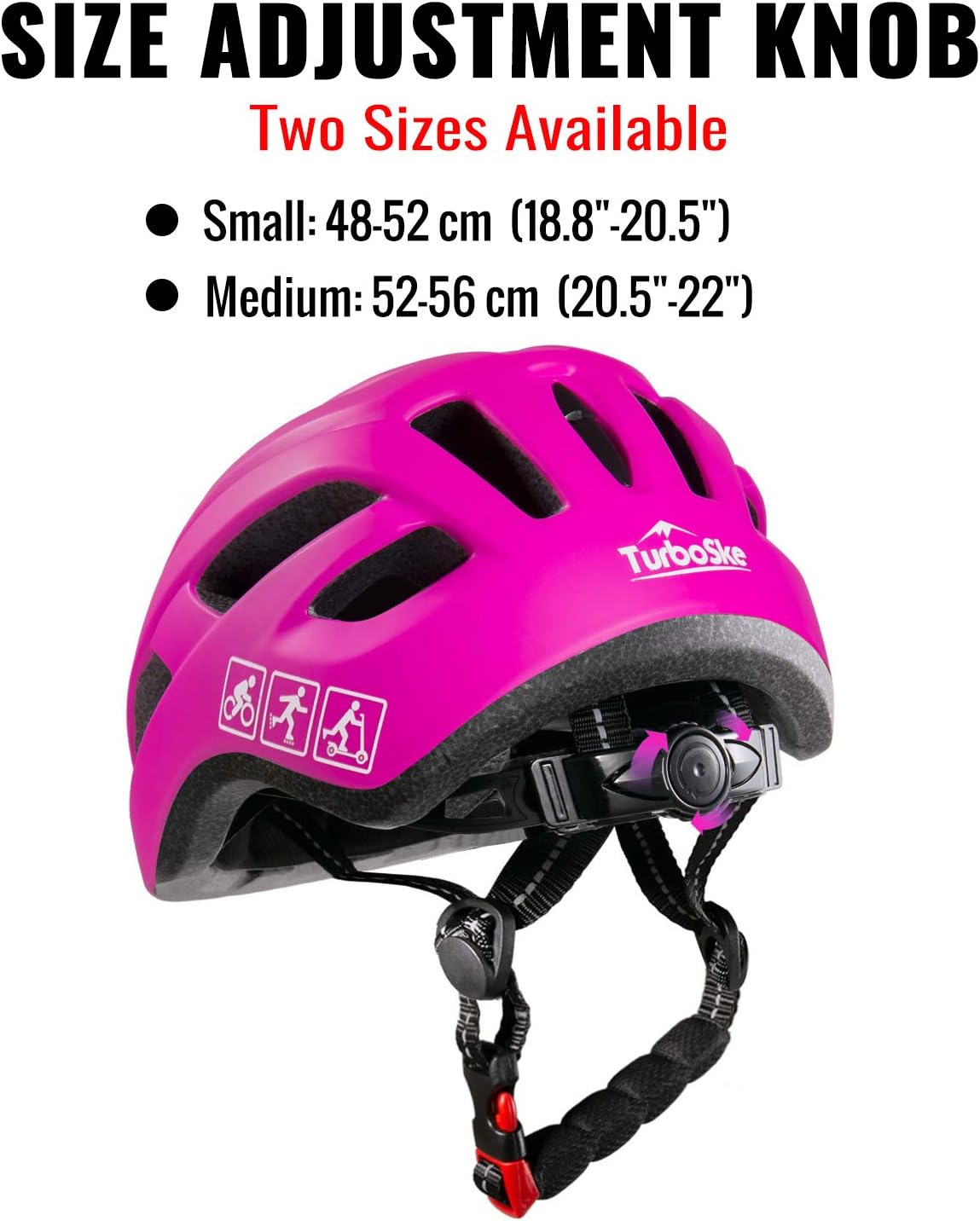 TurboSke Casco de bicicleta para niños, casco ajustable de tamaño monopatín