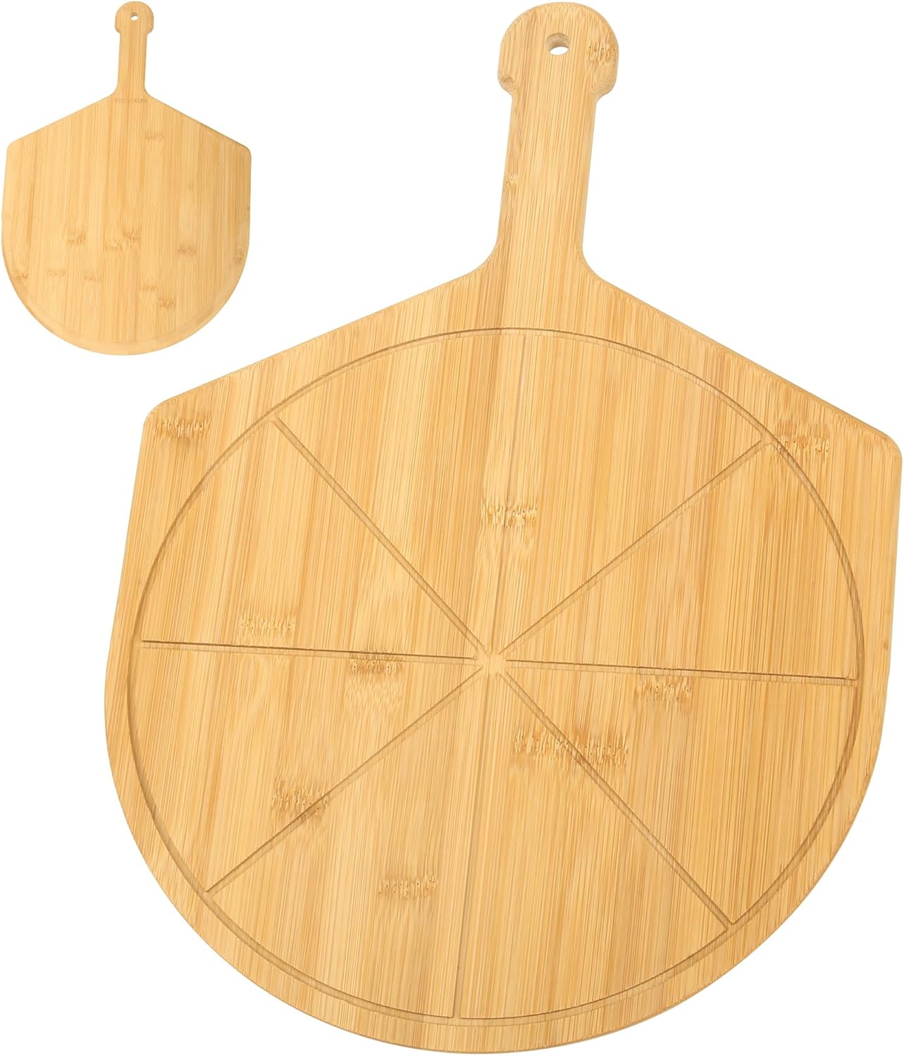 YOUYIXUN Pizza Peel de 12 pulgadas, espátula de madera de doble cara para pizza, accesorio para horno, tabla de pizza de bambú con asa, tabla de