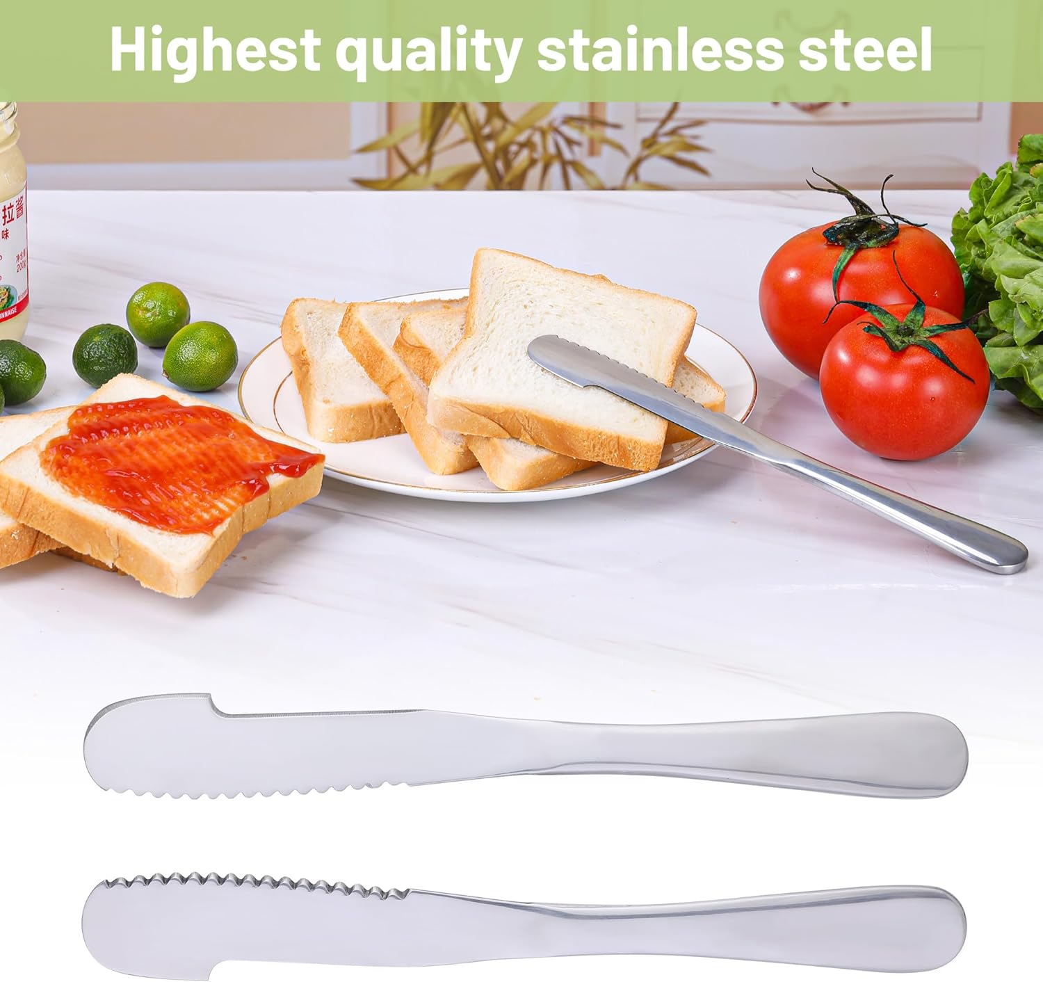 Cuchillo esparcidor de espátula multifunción, cuchillo de mantequilla de maní de acero inoxidable, raspador de mayonesa, gelatina, chocolate o fresa