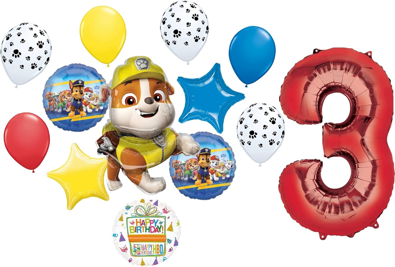 Paw Pups on Patrol Rubble – Suministros para fiesta de tercer cumpleaños