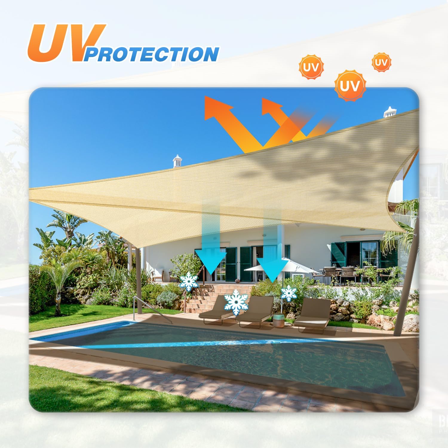 TANG Toldo parasol triangular permeable de 12 x 12 x 17 pies, con bloqueo UV, para patio, al aire libre, pérgola, porche, terraza, jardín, cochera,