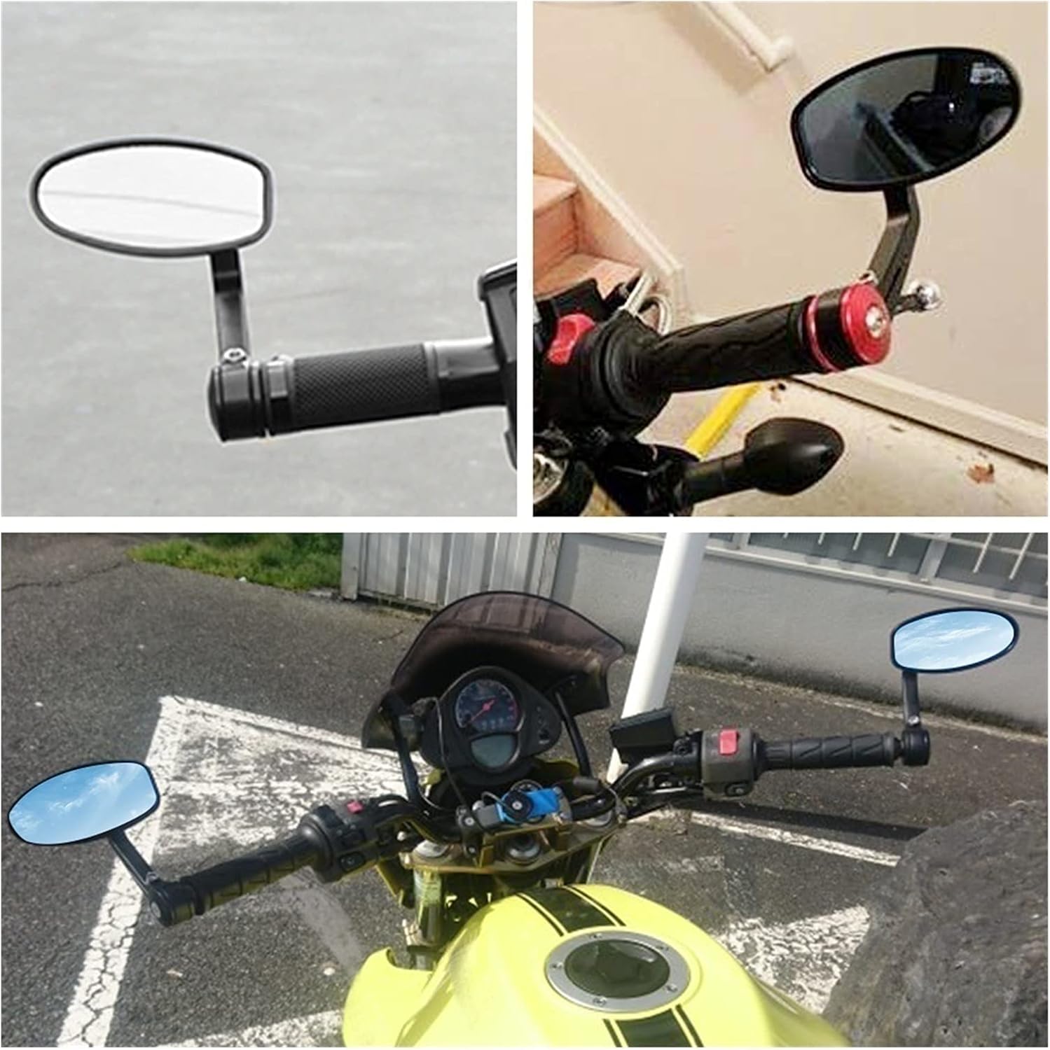 Espejo universal para motocicleta con mango de barra de 78 pulgadas para Kawasaki H2  H2R ZZRZX1400 S VeRsion ZX10R MODELO (color  rojo, tamaño