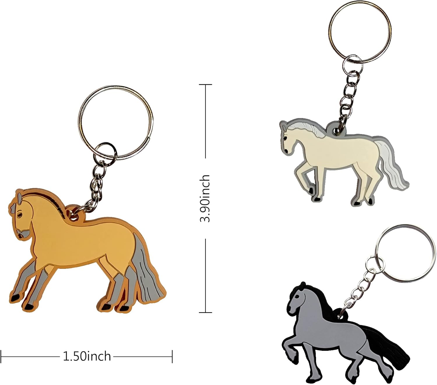 24 Pack Horses Keychains Key Ring Decoration Cowboy Cowgirl Party Favor Gift Supplies for Kids
