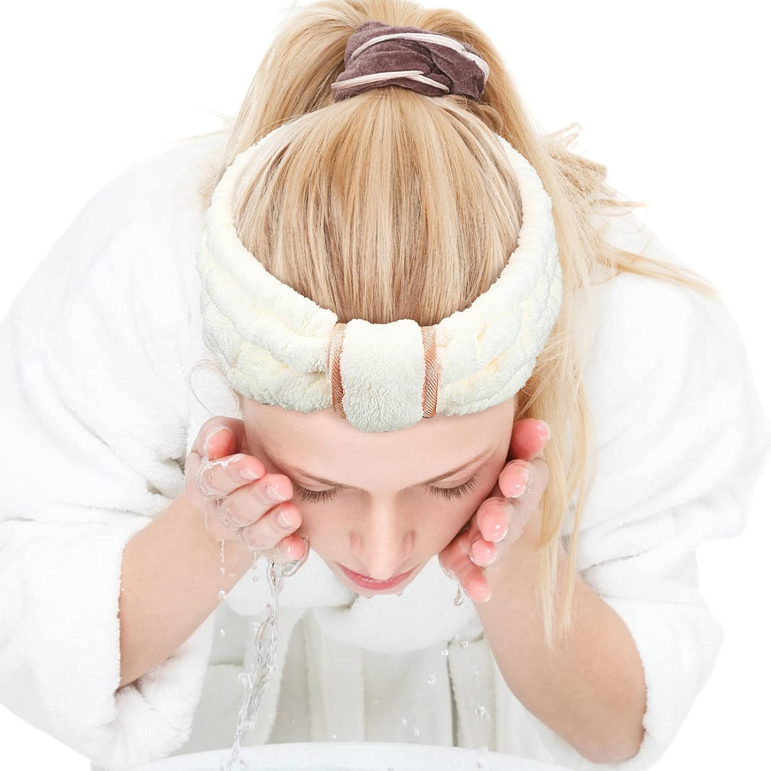 WILLBOND Paquete de 4 diademas de microfibra para spa, diademas faciales de maquillaje, diademas elásticas de tela de rizo para mujeres y niñas,