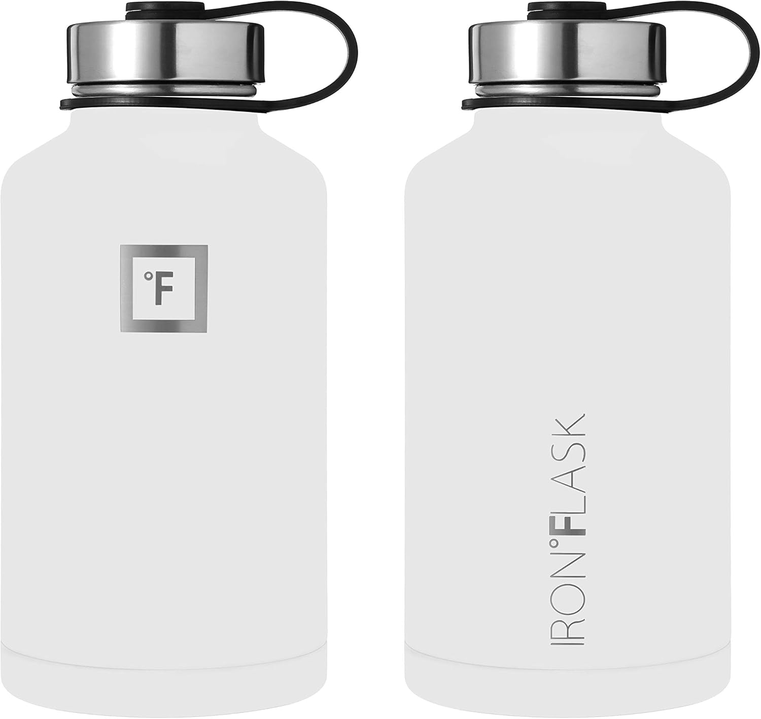 IRON FLASK Botella de agua deportiva de 64 onzas, 3 tapas (tapa con popote), a prueba de fugas, acero inoxidable, para gimnasio y deportes, para