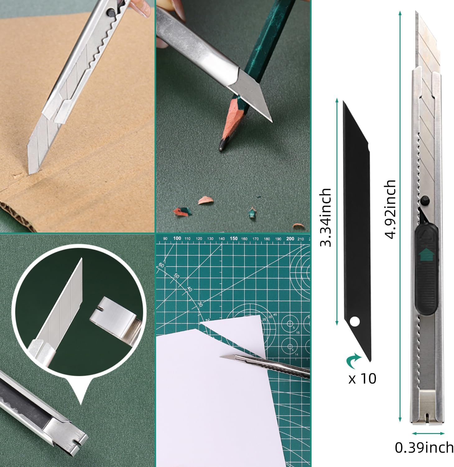 Exacto – Juego de cuchillos de corte para manualidades, 55 piezas de precisión para tallar artesanías, con alfombrilla autocurable A4, 3 cuchillos