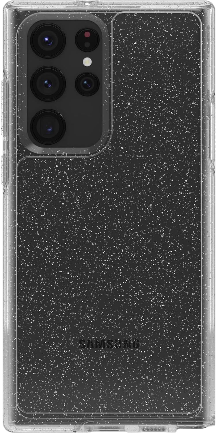 OtterBox Funda para Galaxy S22 Ultra Symmetry Series, polvo de estrellas (escamas plateadas), ultra suave, compatible con carga inalámbrica, bordes