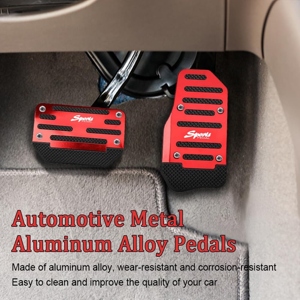 Zufoty 2 almohadillas antideslizantes de aleación de aluminio para automóvil, pedal de freno de automóvil, cubierta de almohadilla de pedal de
