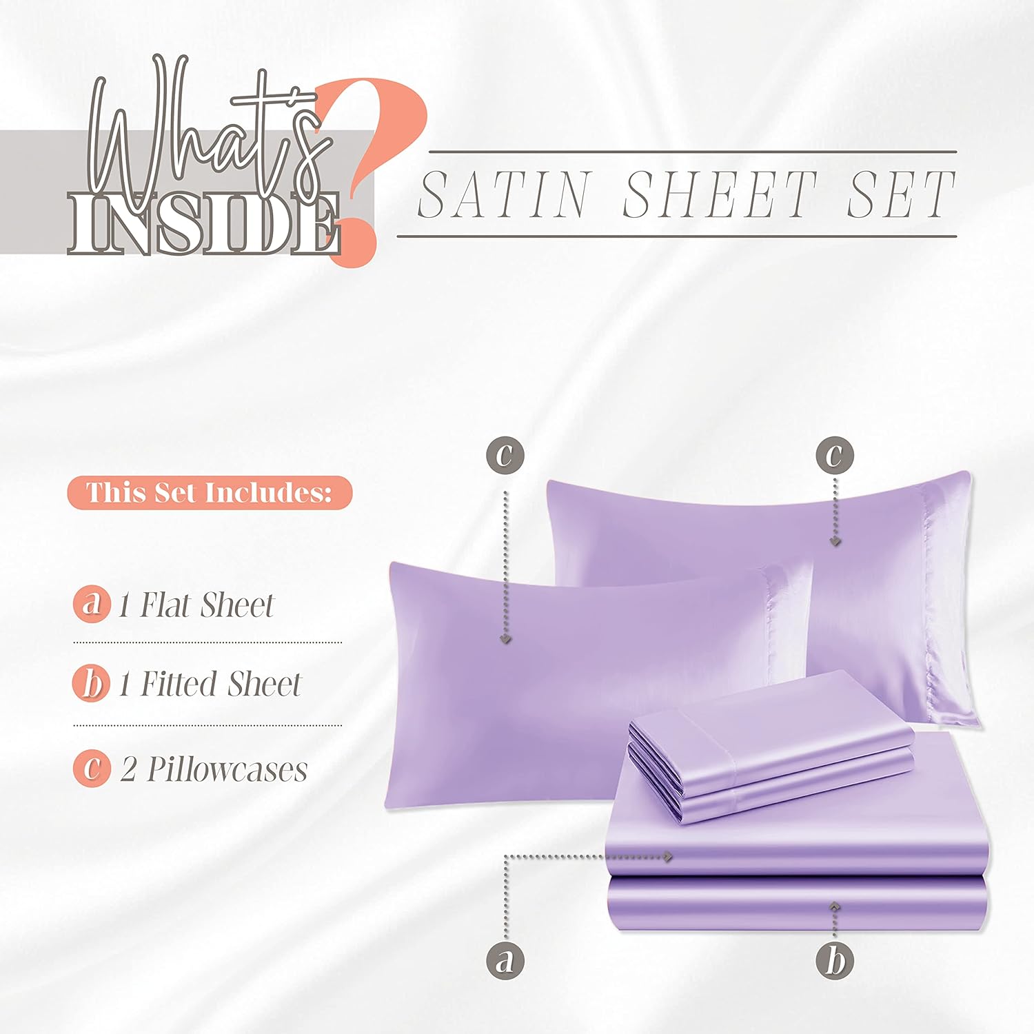 Elegant Comfort Lujoso juego de sábanas de satén sedoso de 4 piezas, agradable para la piel y el cabello, resistente a las arrugas, la decoloración