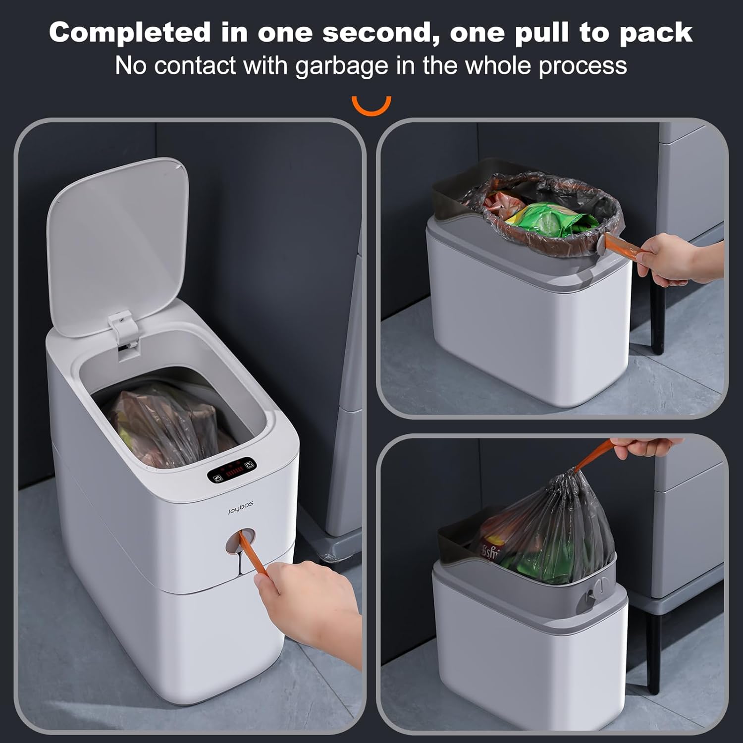 MOPUP Basurero de baño pequeño automático de 3.5 galones, con sensor de movimiento delgado, de plástico, estrecho, para dormitorio, oficina, casa