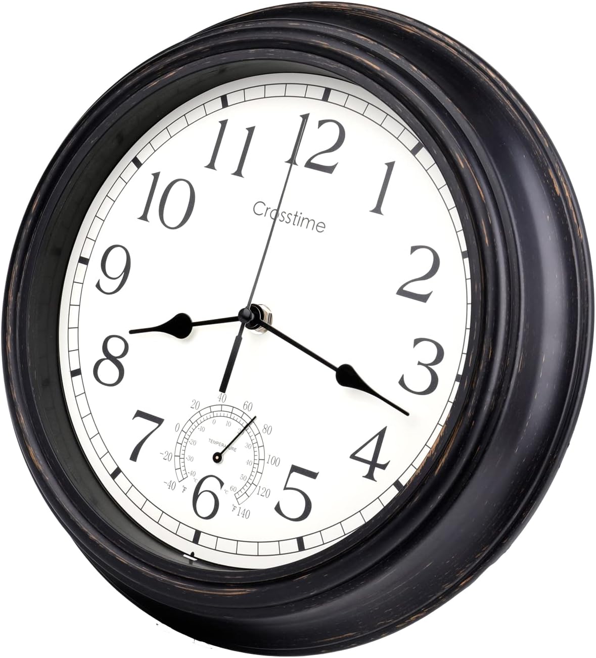 Reloj de pared retro de 12 pulgadas para interiores y exteriores, impermeable, con termómetro, para patio, piscina, jardín, hogar, bronce