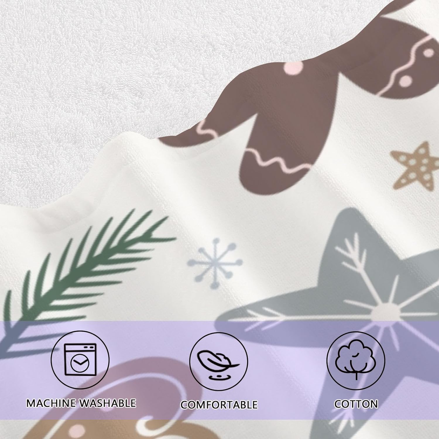 senya Bath Towel Set, Christmas Forest Animal Reindeer Gingerbread Cotton Bath Towels Soft Highly Absorbent Fast Drying for Bathroom Gym Hotel