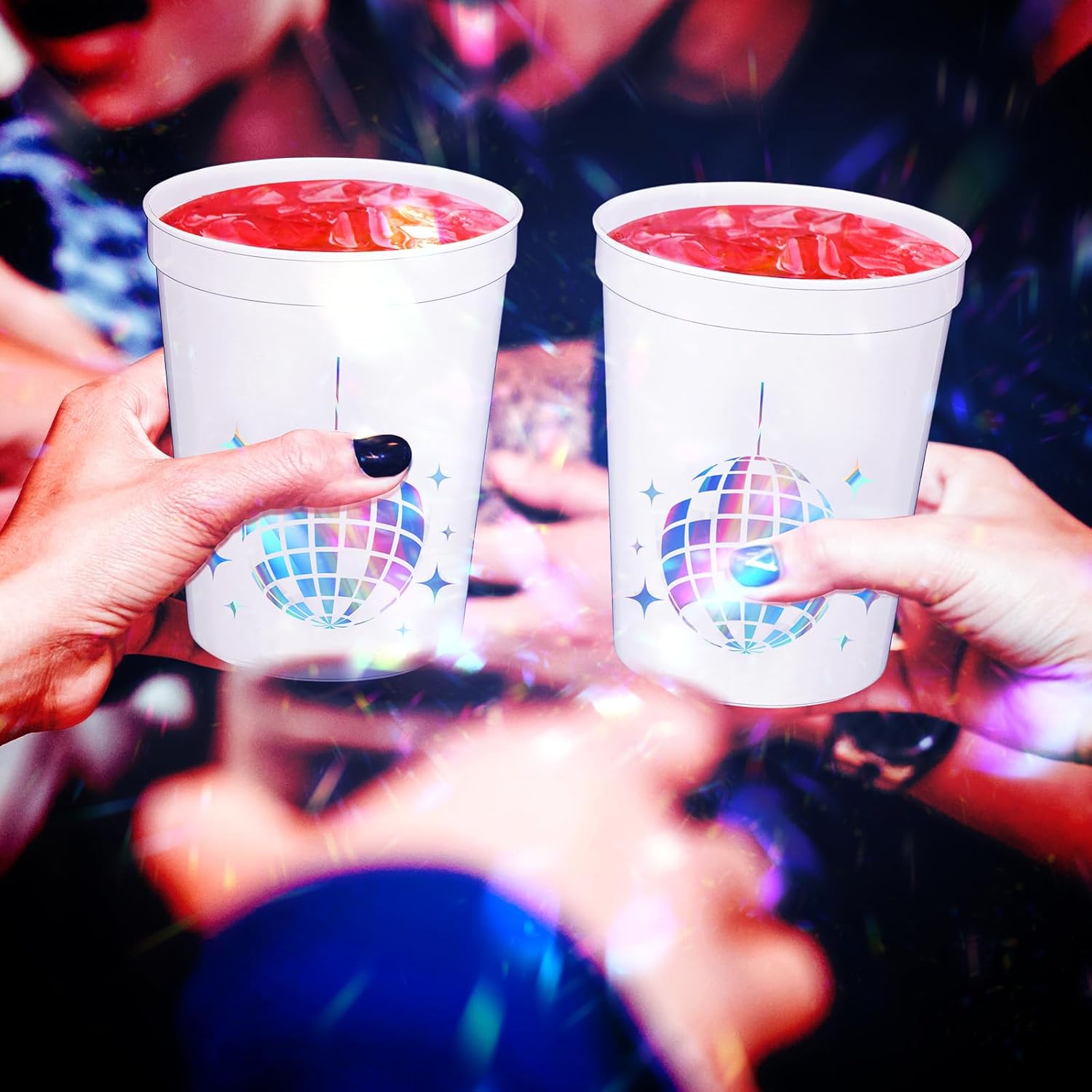 Tioncy 50 piezas de 16 onzas de suministros de fiesta de discoteca tazas de bola de discoteca reutilizables tazas de discoteca tazas de disco de los