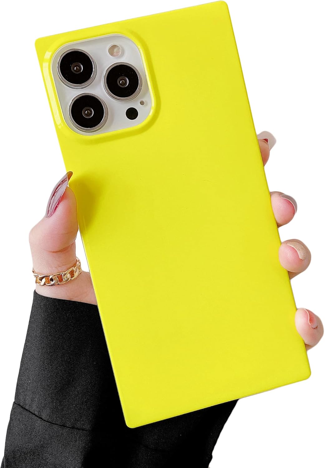 Cocomii Funda cuadrada para iPhone 13 Pro, color liso neón cuadrado, delgada, ligera, brillante, color sólido fluorescente, funda estética de lujo