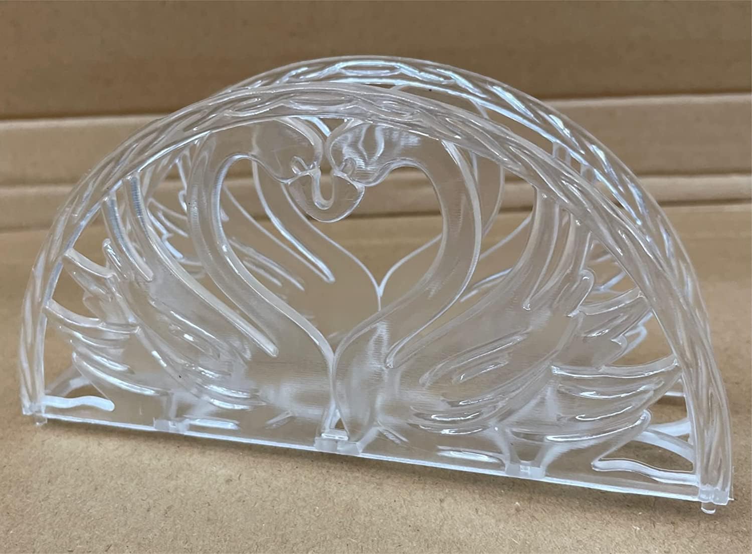 Servilletero de 7 pulgadas, diseño de corazón de cisne doble, 12 piezas, plástico transparente