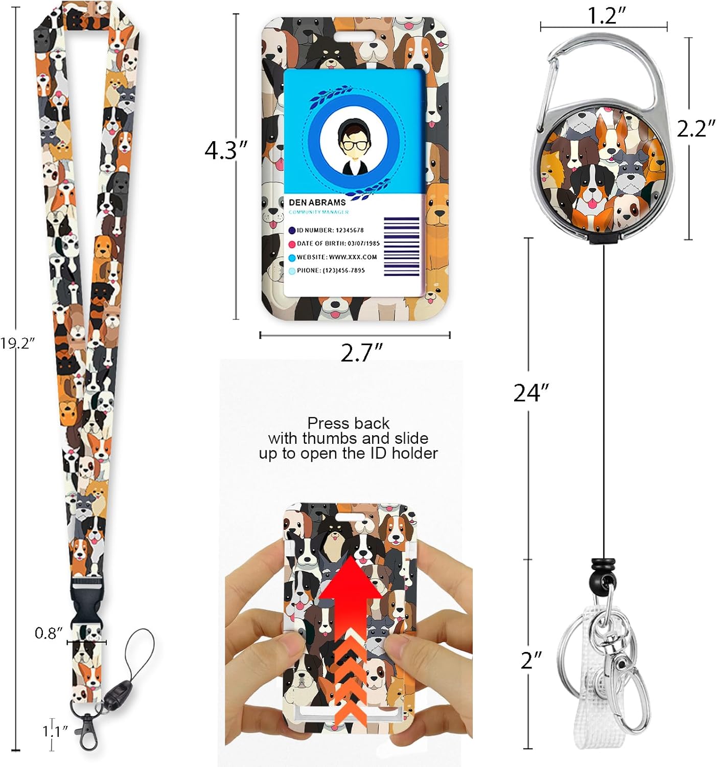 Cordones para perros cachorros para insignias de identificación, bonito soporte para tarjetas de identificación con cordón separable, cordones para