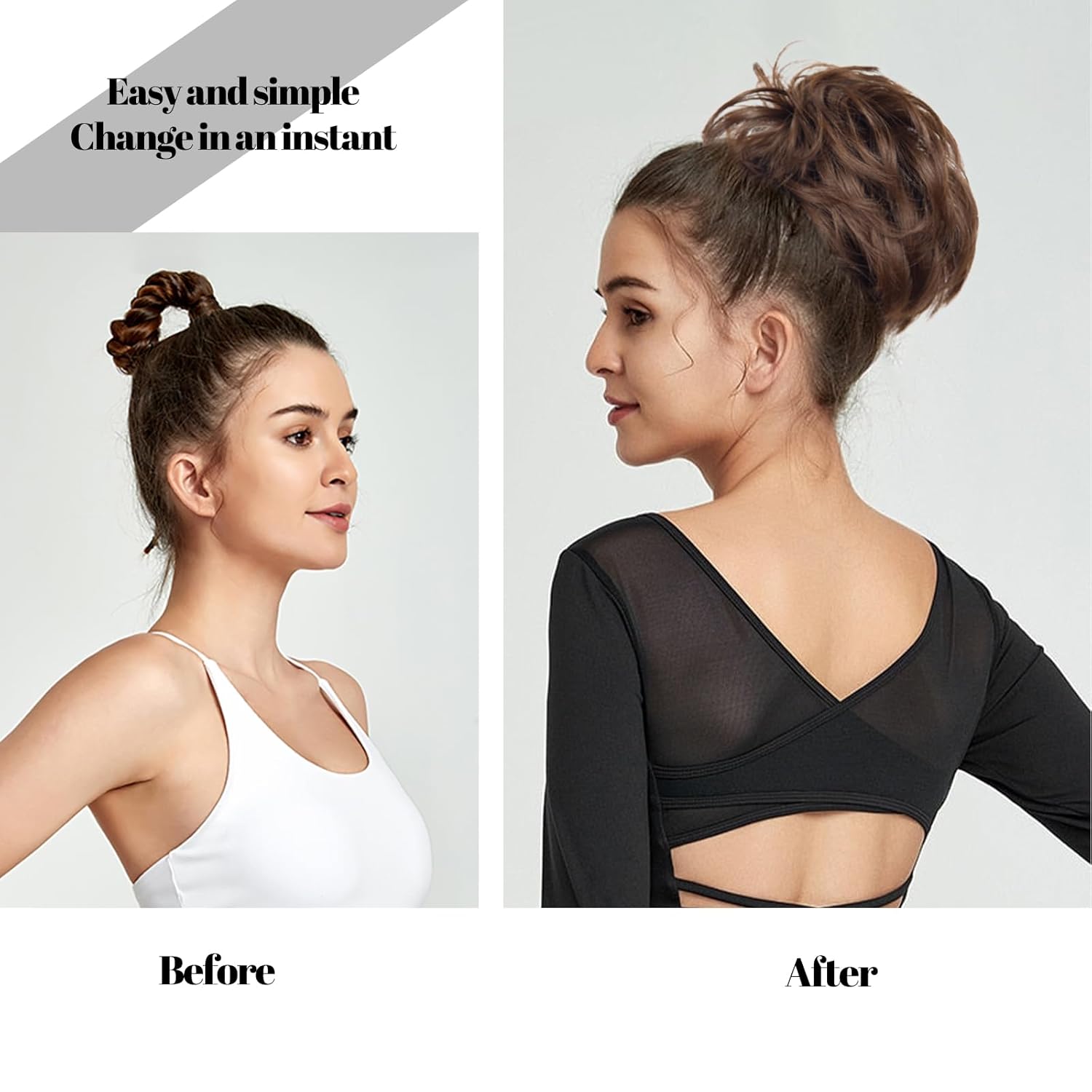 Extensión de cabello con moño desordenado, cola de caballo con peine lateral, color rubio champán, extensión de cola de caballo sintética para mujer