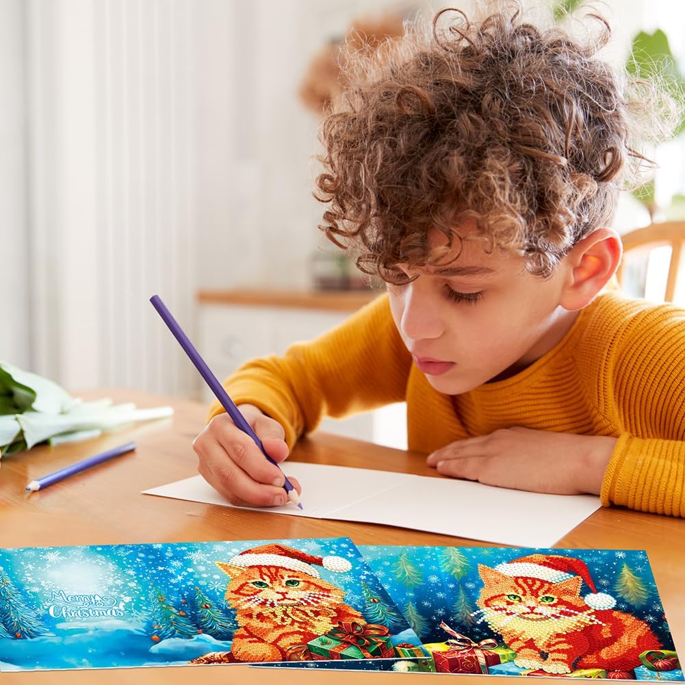 AZURAOKEY 812PCS Tarjeta de taladro de pintura de diamante de Navidad Tarjeta de felicitación Dibujo de diamante Tarjeta de vacaciones Tarjeta de