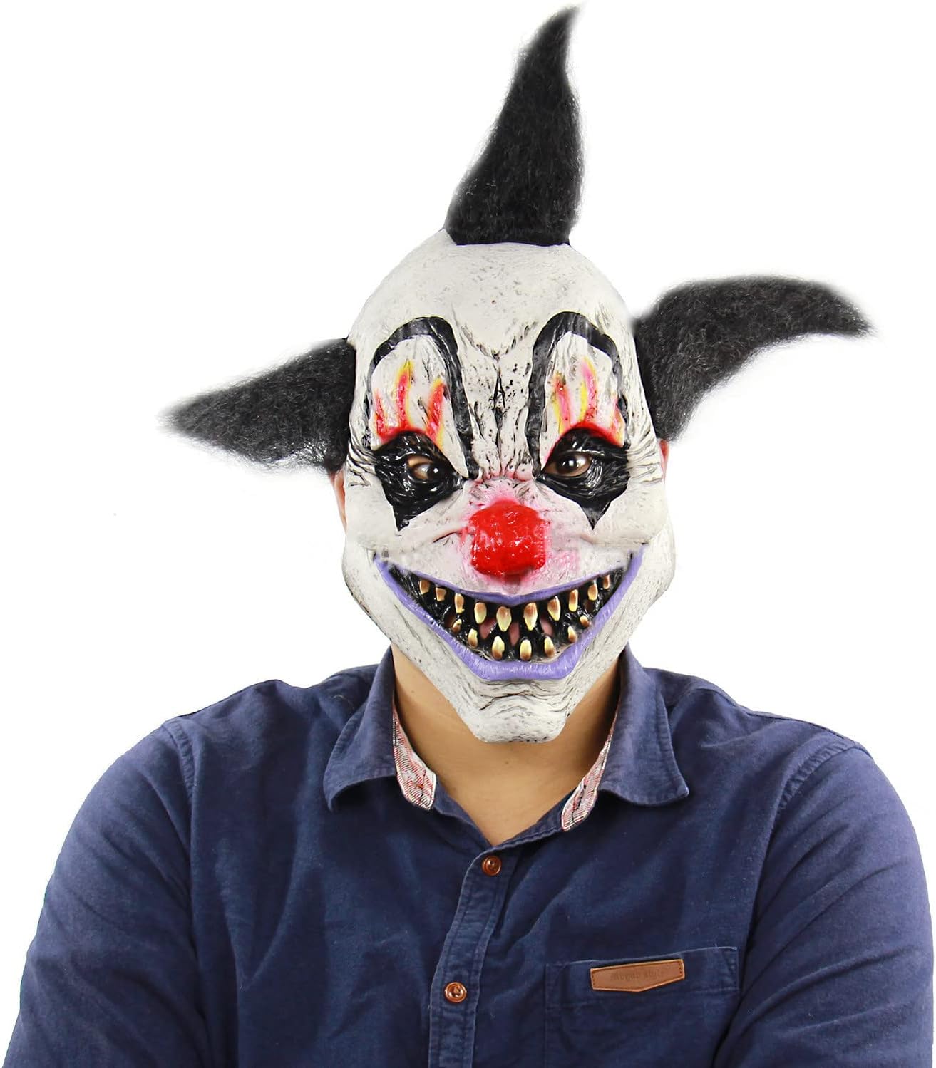HKSICHENGKEJI Máscara de payaso de terror, máscara de payaso malvado de miedo, disfraz de Halloween, espeluznante diablo, zombi, fantasma, máscara