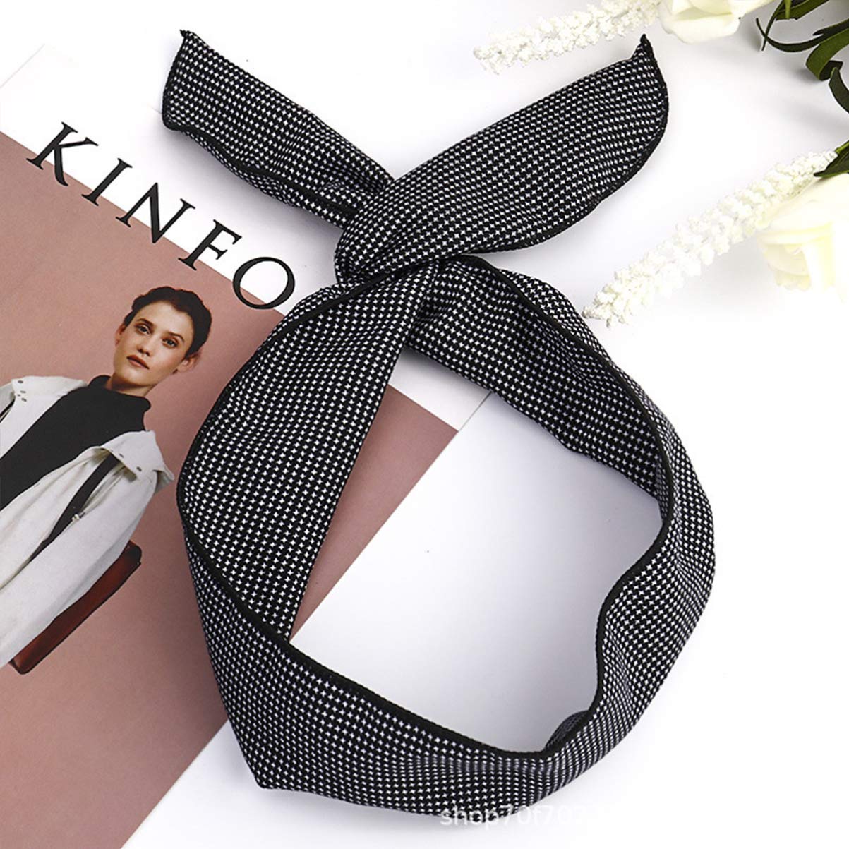 Beaupretty Diadema con lazo para el cabello, 6 unidades, con alambre, diseño de orejas de conejo, bufanda, tocado de borde ancho, accesorios para el