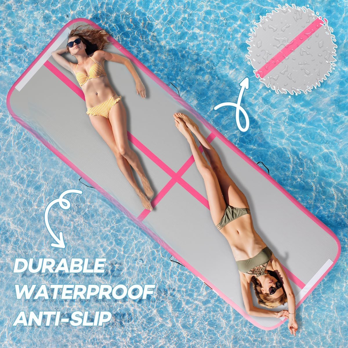 Inflatable Gymnastics Air Tumbling Track Mat 10ft 13ft 16ft 20ft, Air Tumble Track Mat with Electric Air Pump for Home Use Training Cheerleader Yoga
