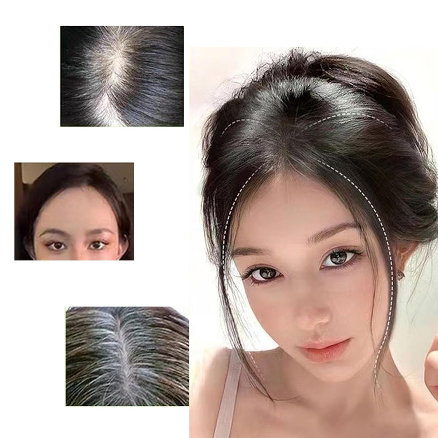 Flequillo parcial, pieza de cabello humano tejida a mano, piezas de cabello con clip en pelucas de cabello para mujeres adelgazamiento Hai (talla