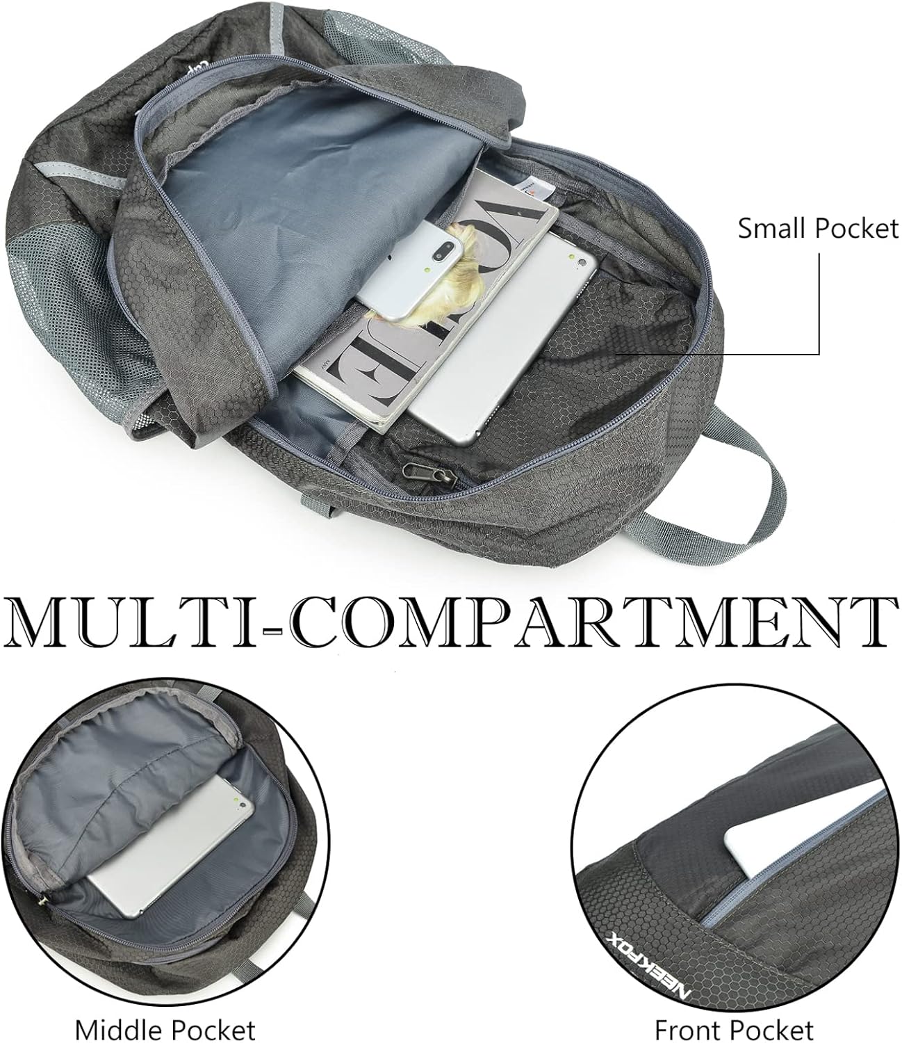 NEEKFOX 30L Hiking Backpack Foldable Lightweight Packable Sports Travel Day