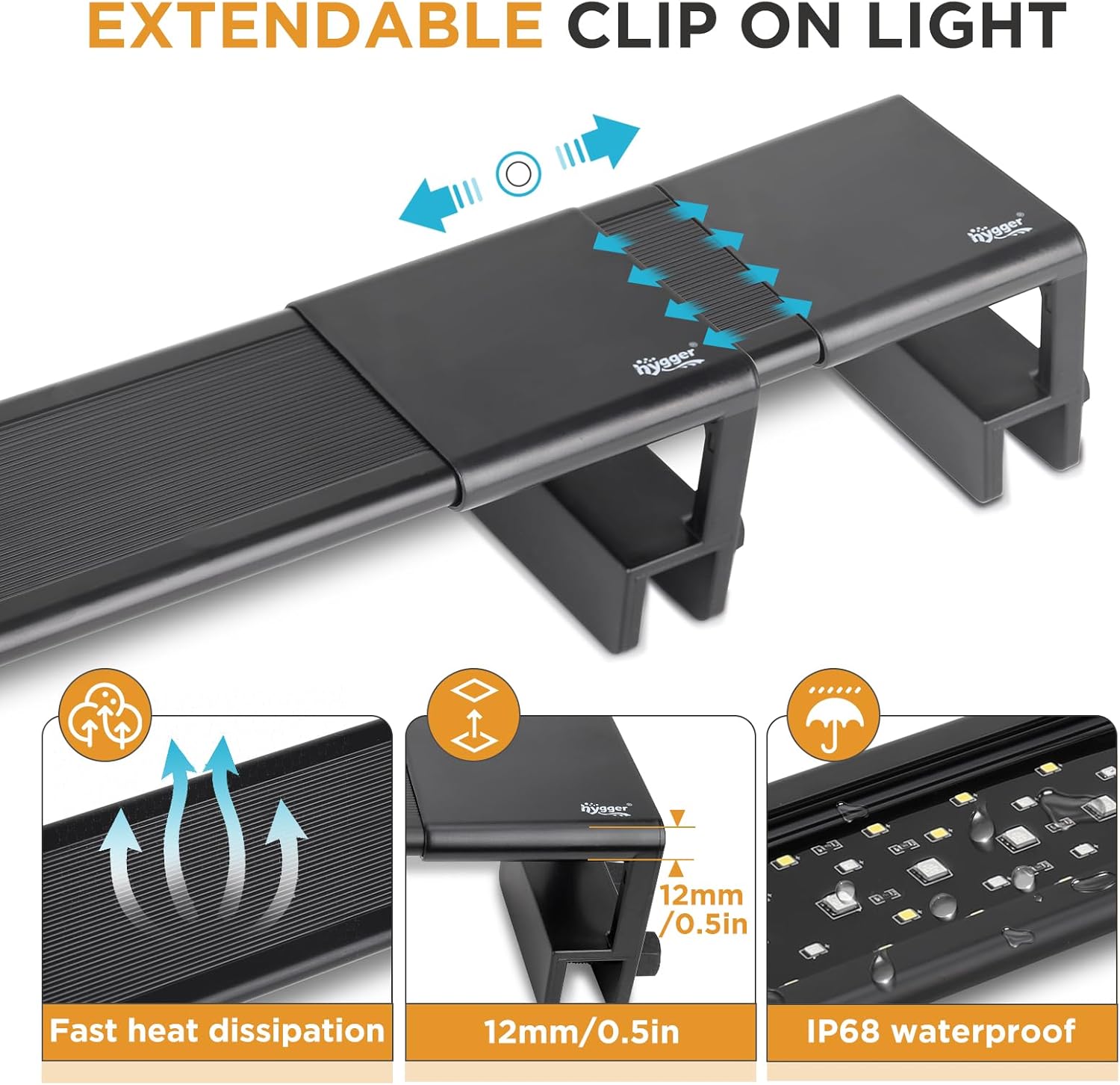 hygger Luz LED de acuario de 10 W para plantas, luz de tanque de peces de espectro completo con temporizador de encendidoapagado automático,