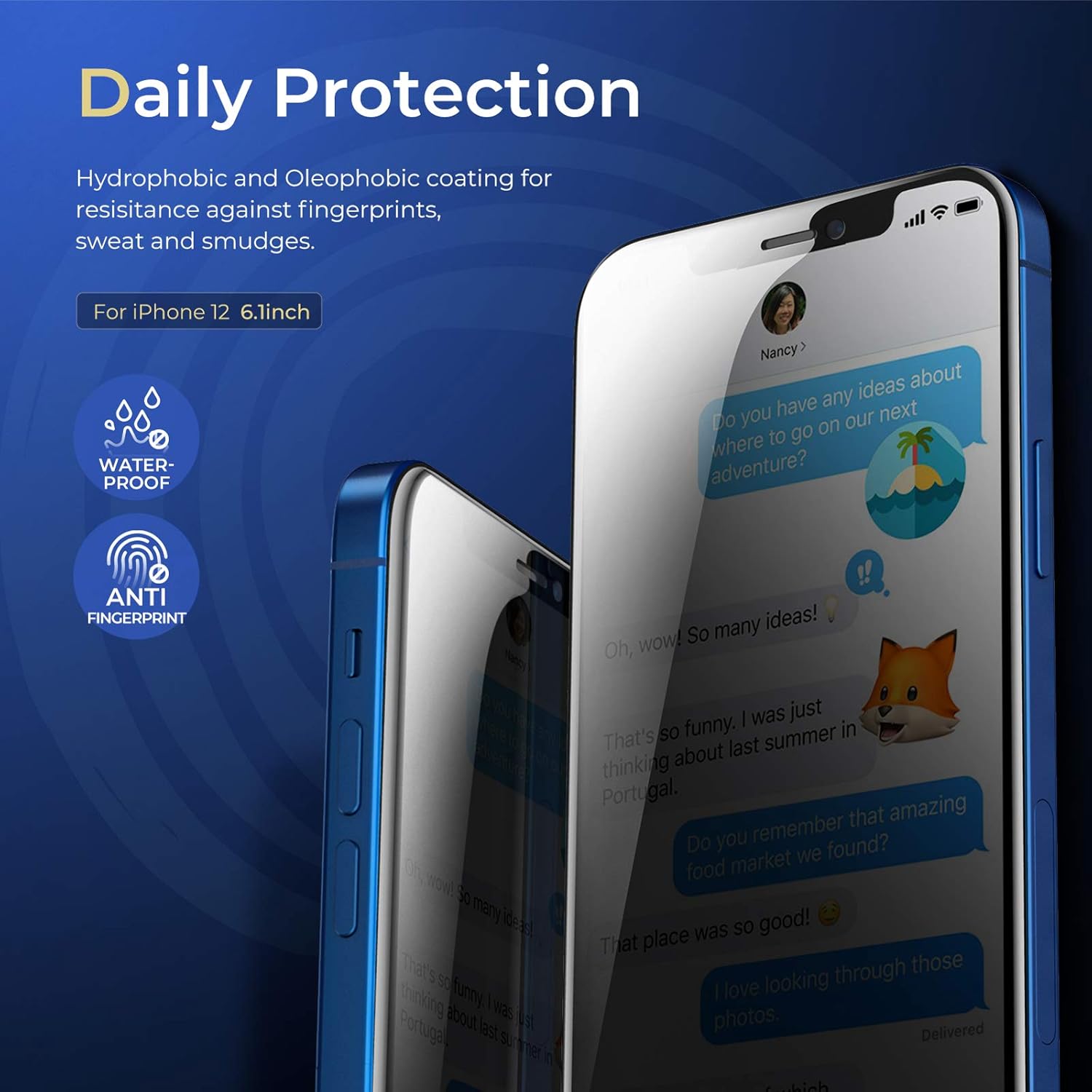 ORIbox Protector de pantalla de vidrio templado antiarañazos para iPhone 13 Pro Max, 2 paquetes de protectores de pantalla de vidrio templado