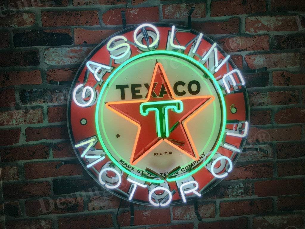 Desung 24 x 24 pulgadas Texaco Motor de gasolina gasolinera gasolinera lámpara de luz de señal de neón HD Vivid Printing Tech Beer Pub Bar Hecho a