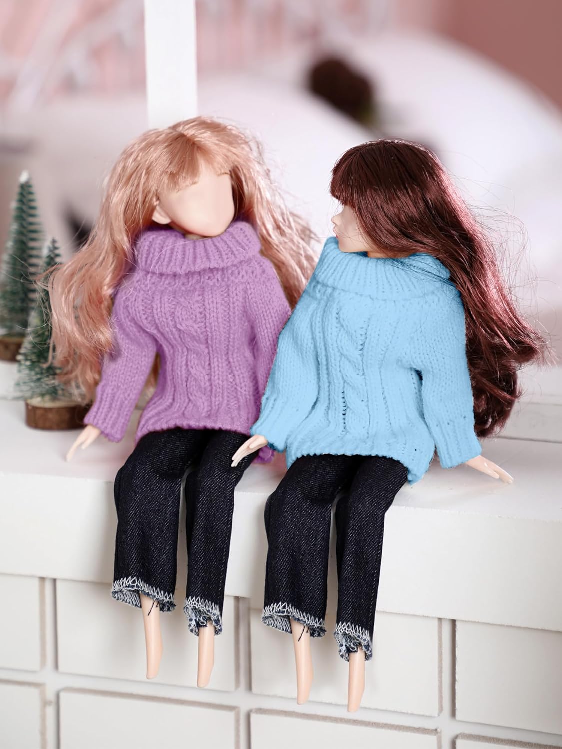 Bencailor 8 piezas de ropa de muñeca de 11.5 pulgadas, accesorios de muñeca de algodón, suéteres de elfo, pantalones de mezclilla, ropa regular para