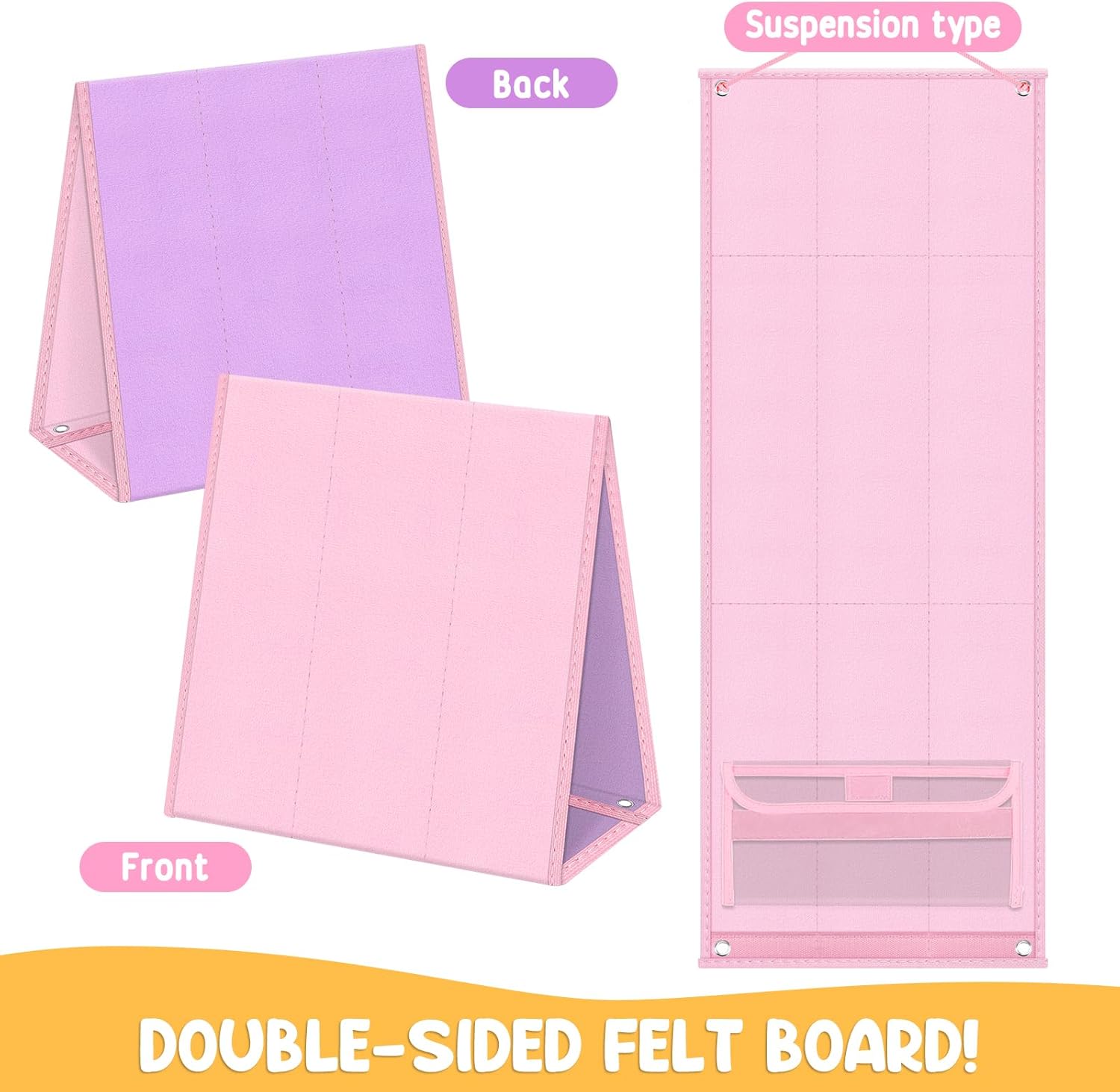AKAYOK Tablero de fieltro plegable para niños pequeños, tabla de franela para preescolar, aprendizaje temprano, narración interactiva de historias