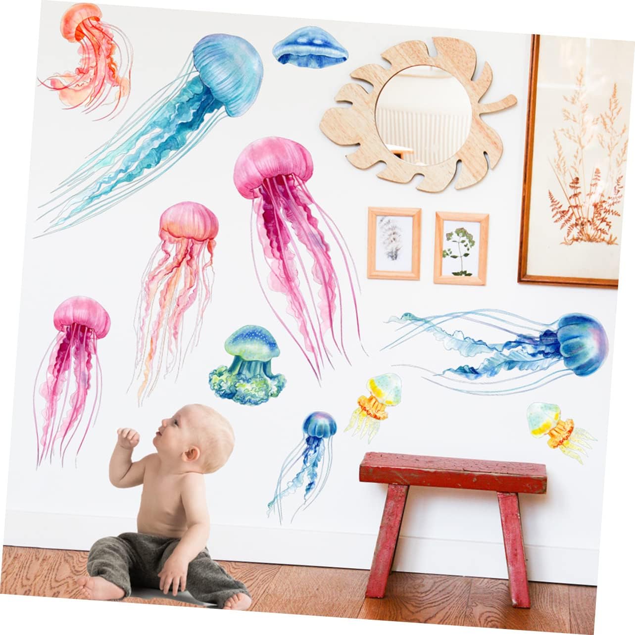 Abaodam 36 Pcs Jellyfish Wall Sticker Undersea Decor Stickers Seajelly Mural Stickers Sea Life Animals Wall Stickers Underwater Wall Sticker Sea
