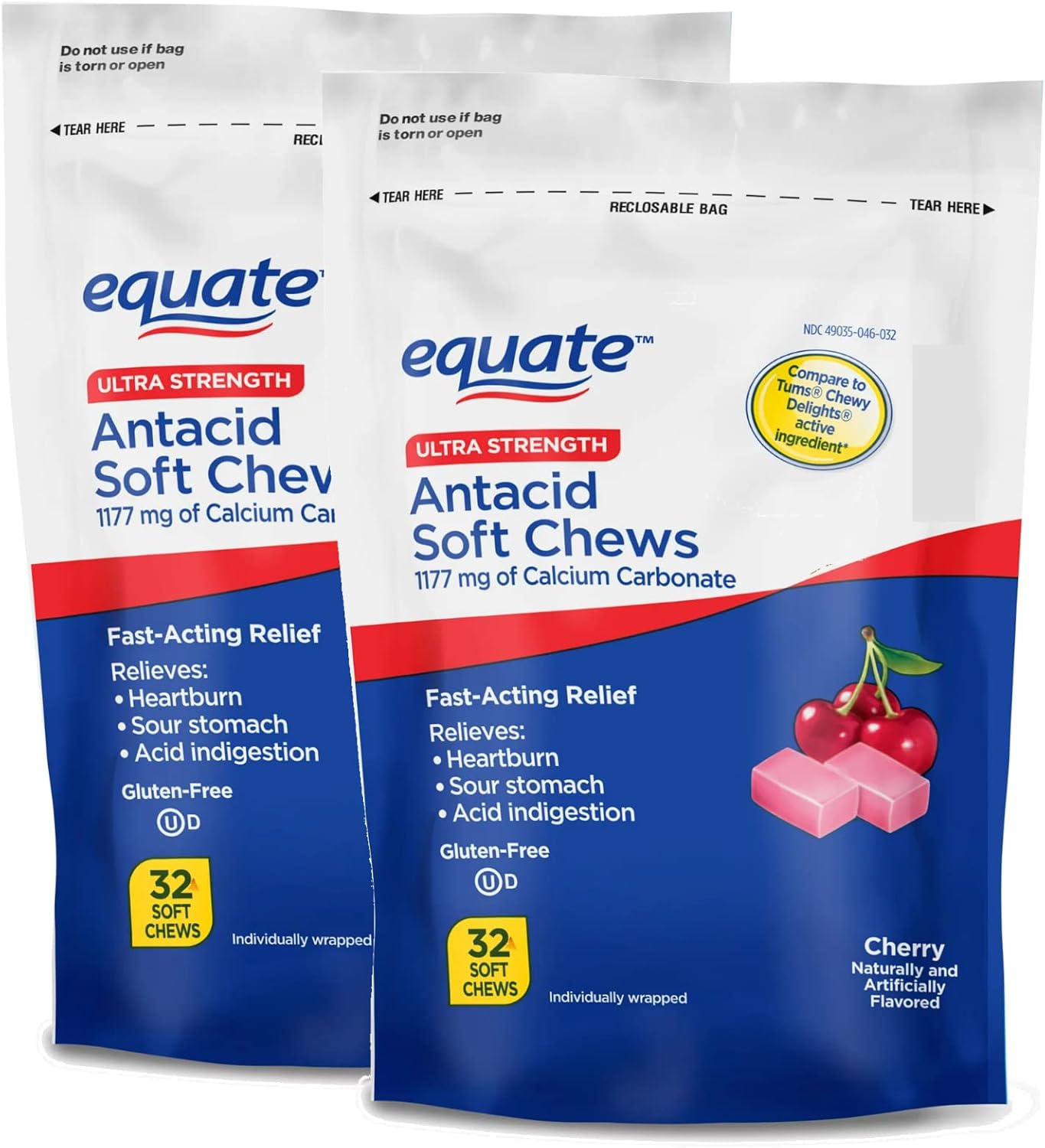 Masticables suaves antiácidos ultra fuertes, cereza, gomitas masticables veganas, sin gelatina