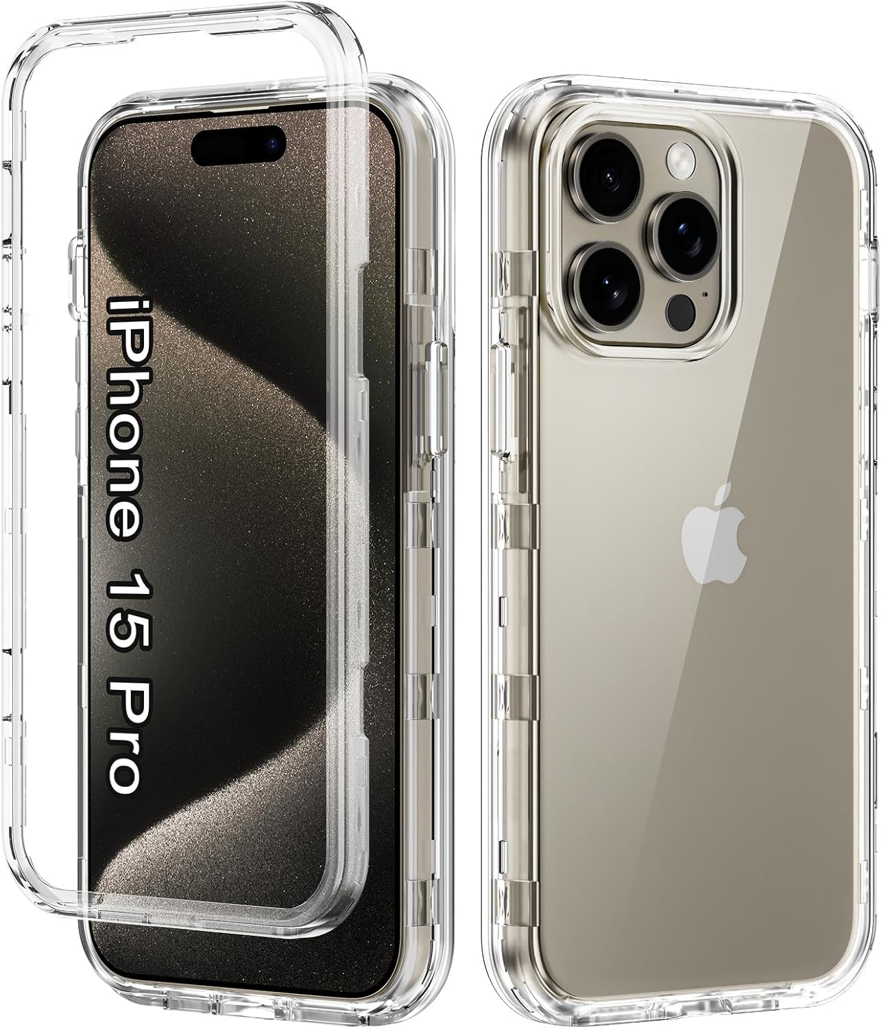 Btscase Funda para iPhone 15 Pro de 6.1 pulgadas (2023), patrón de mármol 3 en 1, resistente a prueba de golpes, cuerpo completo, policarbonato