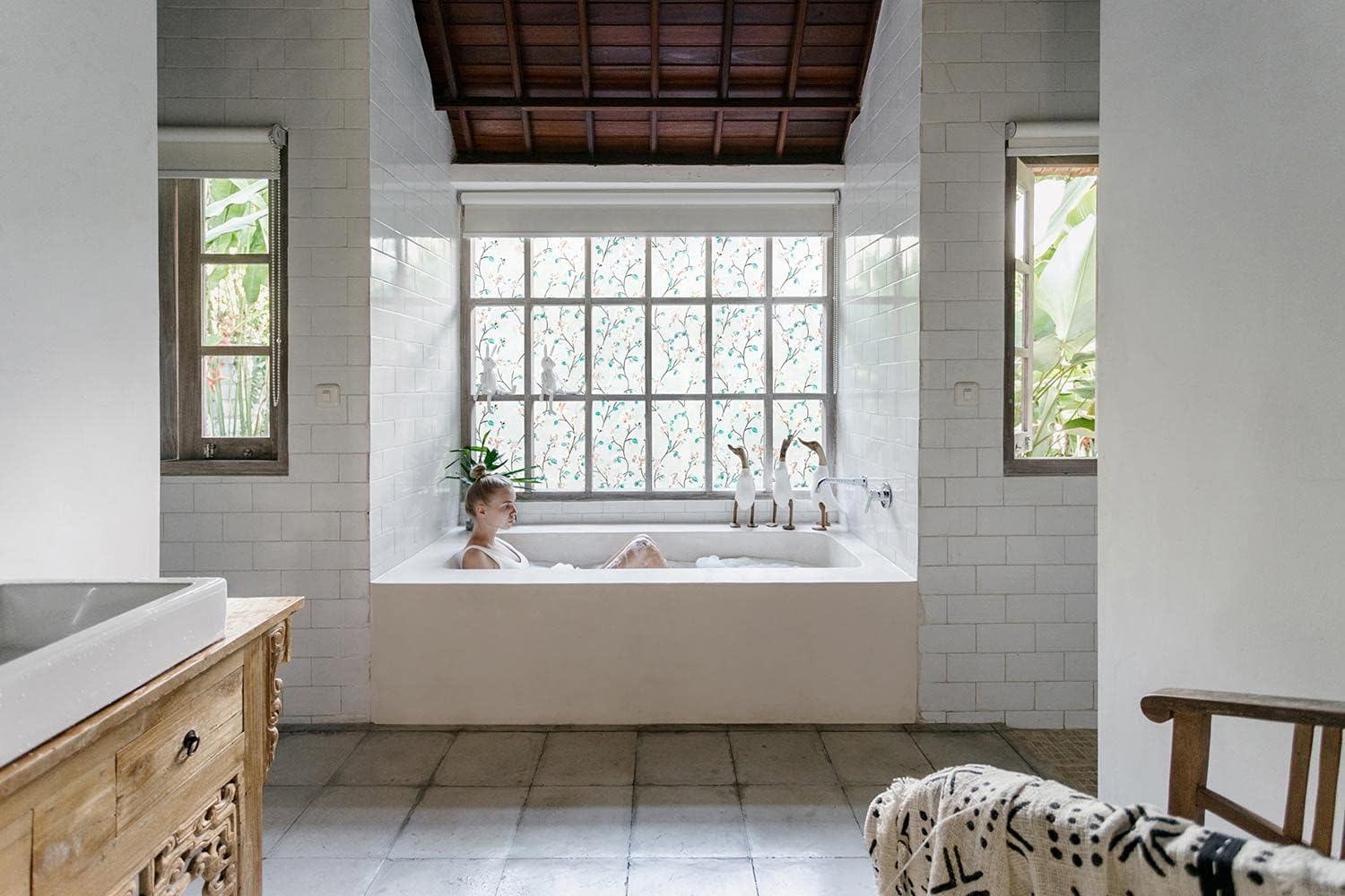 VSUDO Película decorativa de privacidad para ventana, película decorativa para vitrales, película para tintar ventanas esmeriladas para el hogar,