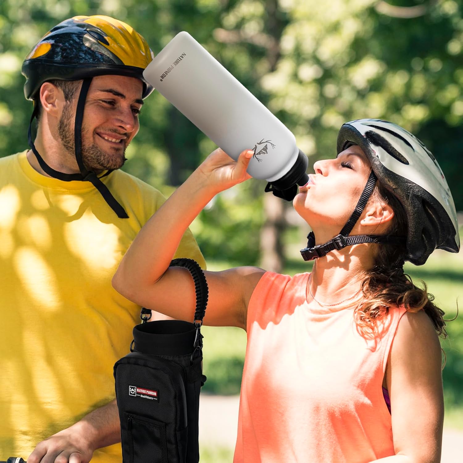 NATURE PIONEOR Botellas de agua aisladas con pajilla, botella de agua de acero inoxidable de 243240 onzas con soporte, portadorfunda, reutilizable,
