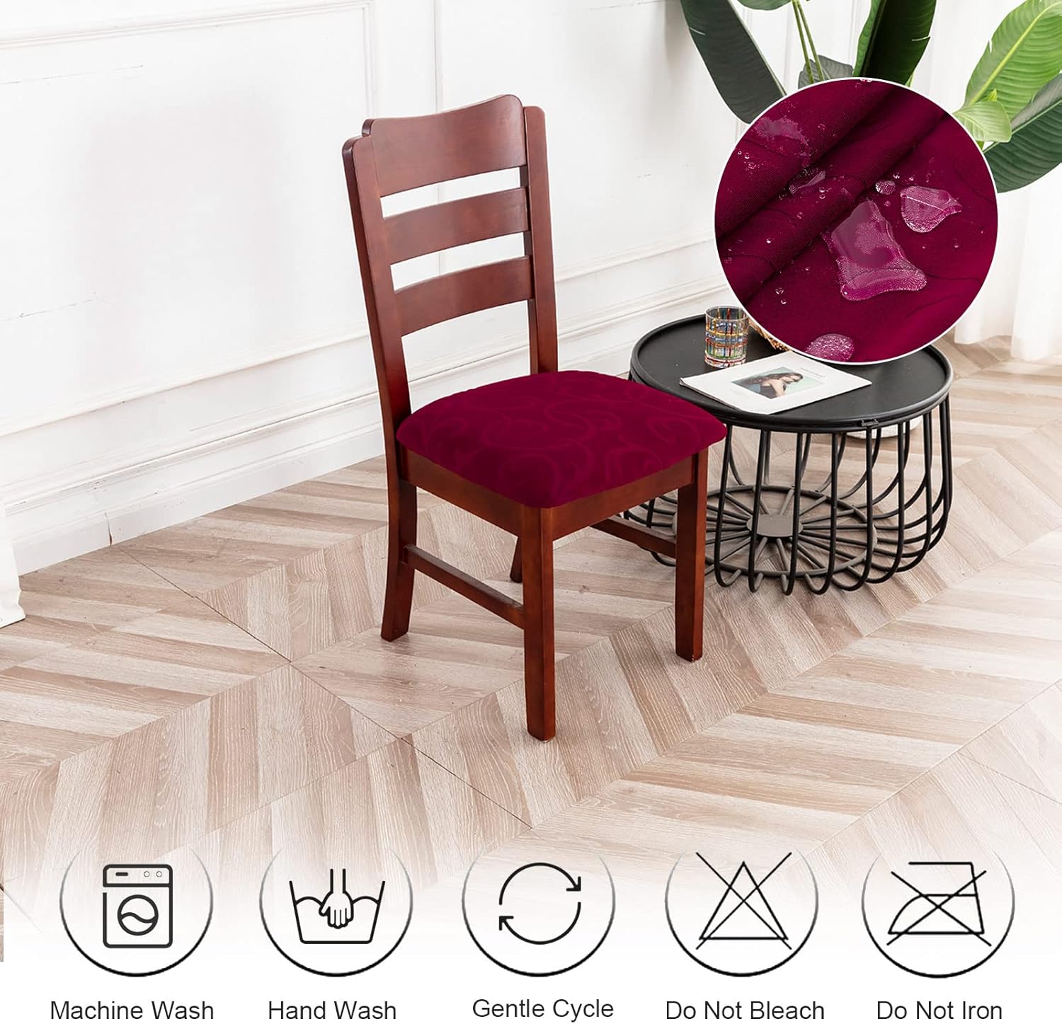 Genina Fundas impermeables de asiento para silla de comedor, fundas elásticas para sillas de comedor, fundas protectoras para sillas de cocina,