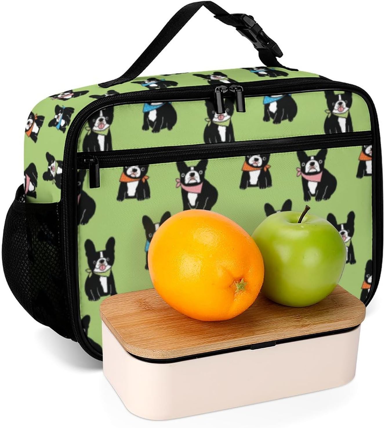 Lonchera reutilizable de bulldog francés, bolsa de almuerzo aislada, lonchera para comida y alimentos, bolsa de mano para mujeres, niños, niñas,