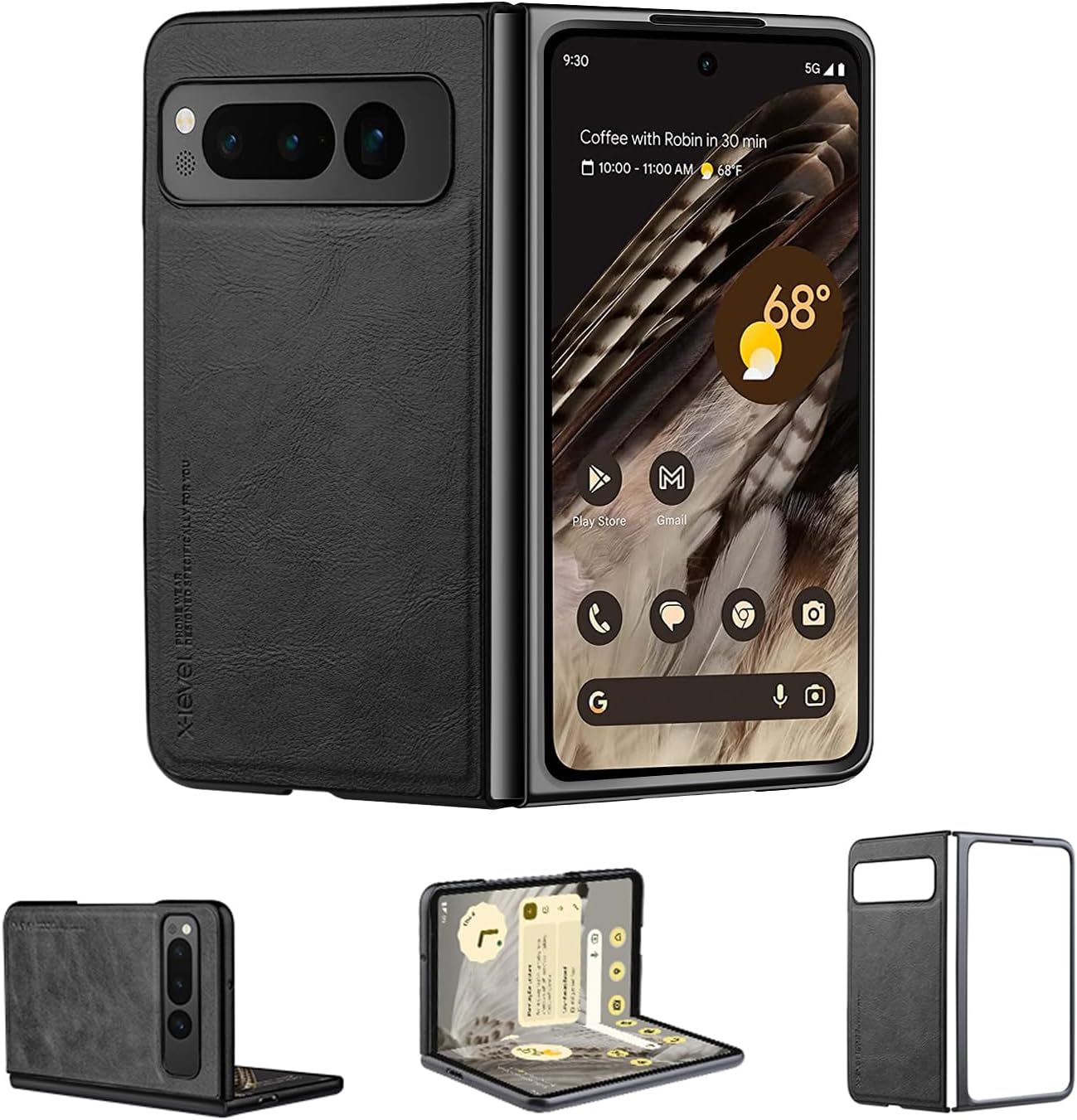 X-level Funda plegable para Google Pixel, delgada y delgada de piel sintética de alta calidad, a prueba de golpes, funda de protección plegable para