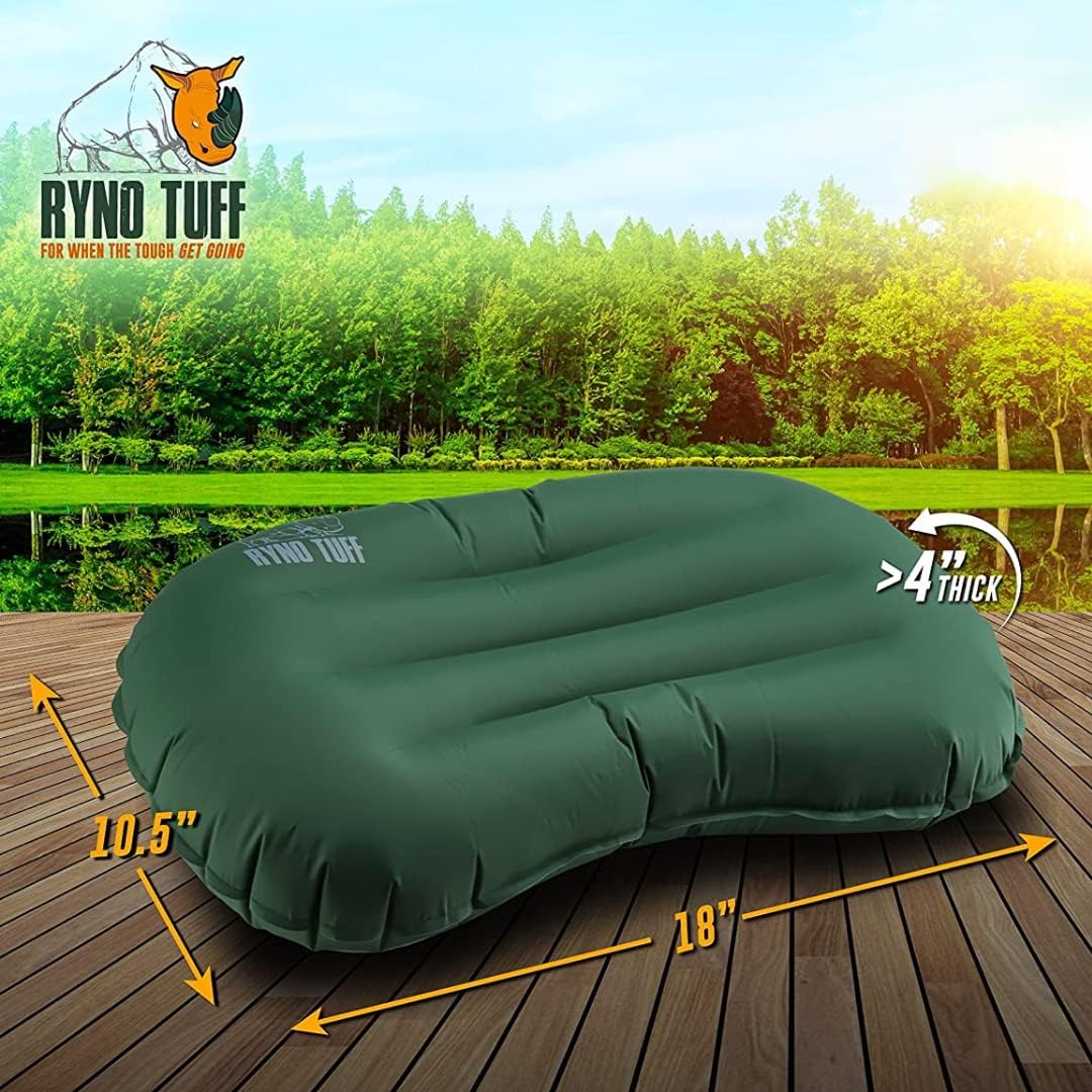 Almohada inflable de nailon para acampar al aire libre para soporte lumbar del cuello, almohada inflable ligera aislada de viaje para acampar,