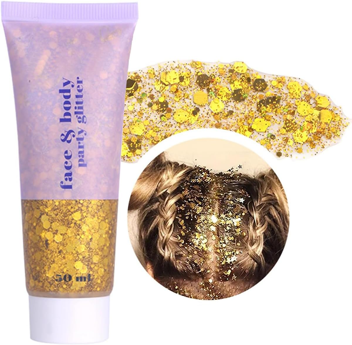 Gel de purpurina corporal, lentejuelas de gel corporal con purpurina para la cara, sombra de ojos líquida, purpurina gruesa para cara, cabello,
