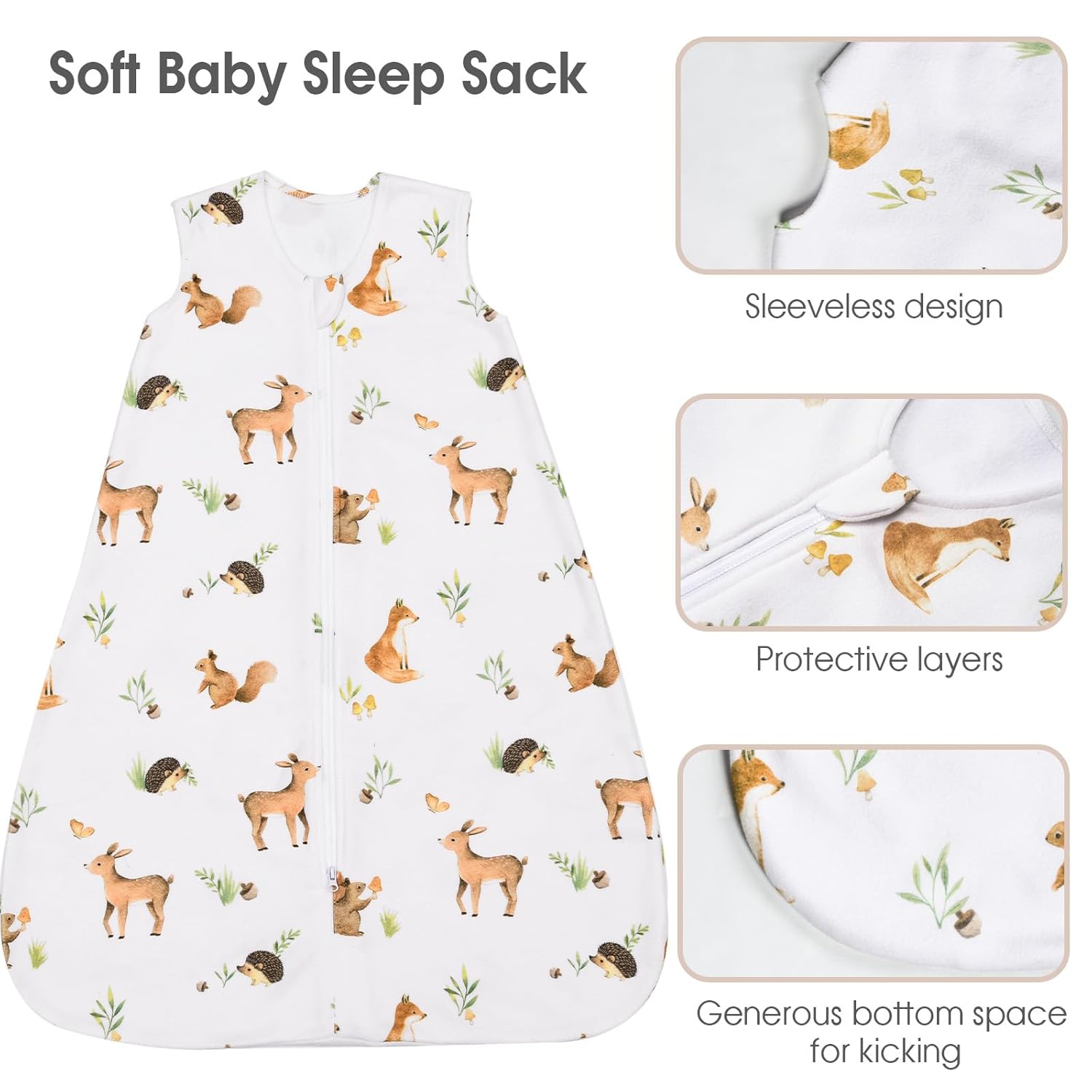 david’s kids Saco de dormir de micro forro polar para bebé de 18 a 24 meses, mantas suaves para bebé con cremallera de 2 vías, paquete de 2 sacos de