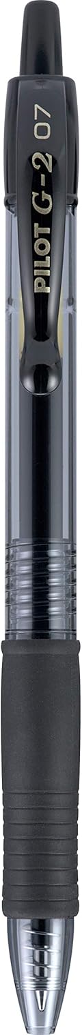 Pilot – Bolígrafos en gel G2, con punta rodante, recargables y retráctiles de alta calidad, punta fina, tinta negra, una unidad (31026)