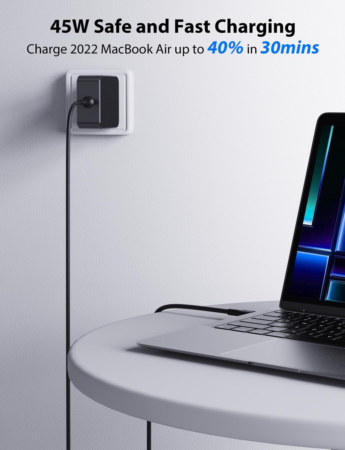 Cargador USB C de 45 W, adaptador de carga súper rápida de 6.6 pies6.6 ft de largo para S23 Ultra, S23+S23, portátil, tableta, cubierta de vapor,